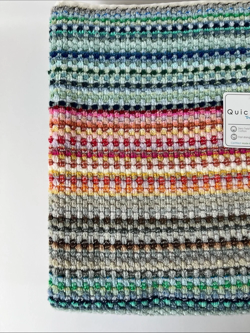 Truly Lou Bath Towel Set Bright Rainbow Colors Striped Soft Cotton 2 Pc NEW